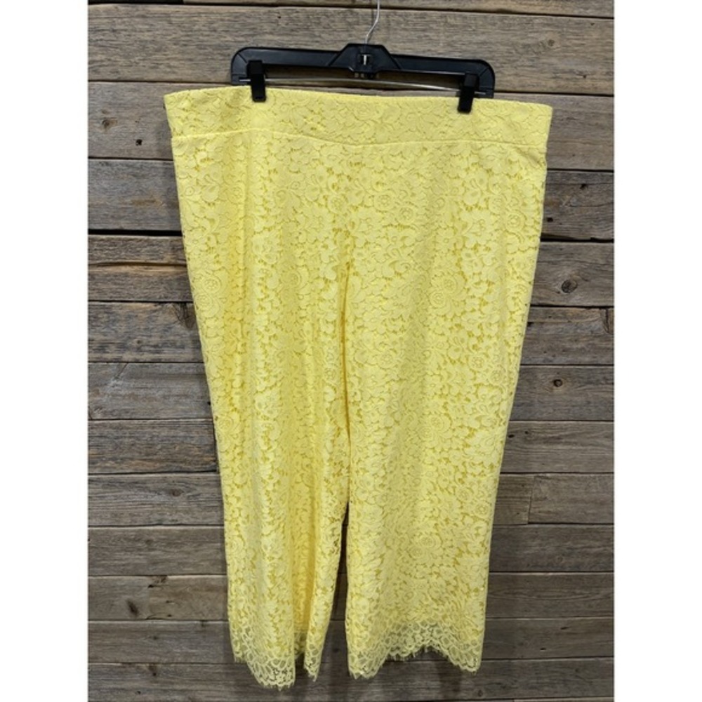 Isaac Mizrahi Live! Yellow Wide Leg Knit‎ Lace Pants Women's Size XLP
